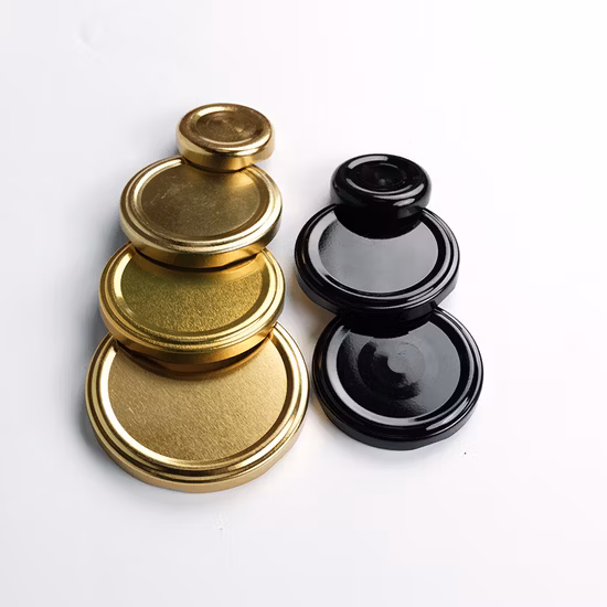 Nouveau Design 38mm 43mm 48mm 53mm 58mm 63mm 70mm 82mm, couvercle à cosse métallique torsadé en fer blanc doré pour bouteille en verre